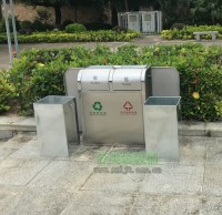 戶外推蓋不銹鋼園林垃圾桶