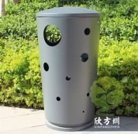 戶外鏤空?qǐng)A柱形不銹鋼垃圾桶