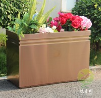 戶(hù)外拉絲玫瑰金不銹鋼方形花盆