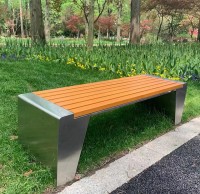 戶外公園景區(qū)塑木不銹鋼休閑椅