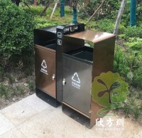 戶(hù)外小區(qū)電鍍不銹鋼連體垃圾桶