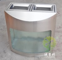 地鐵站透明防爆不銹鋼連體垃圾桶