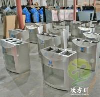武漢地鐵站室內(nèi)透明三分類不銹鋼垃圾桶